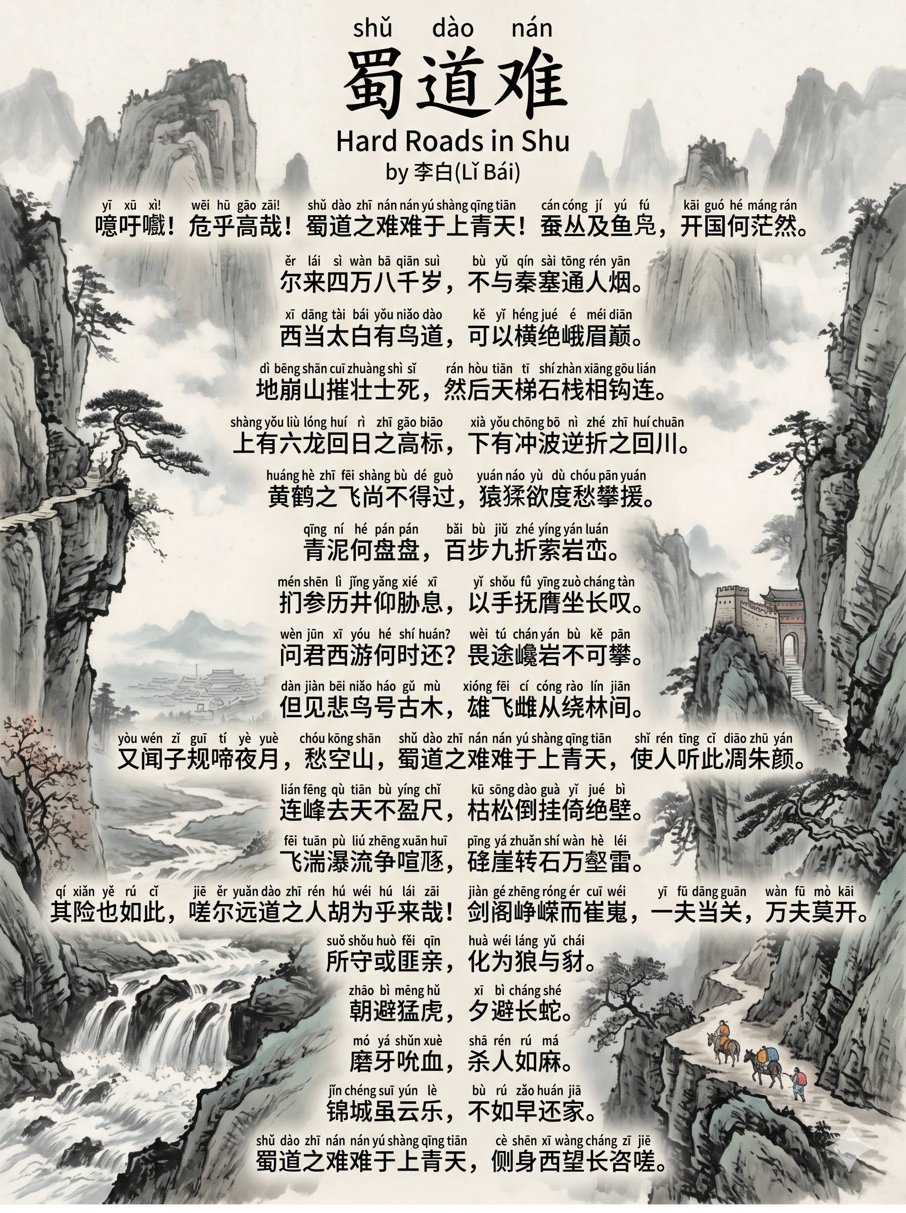 shǔ dào nán 蜀道难 Hard Roads in Shu