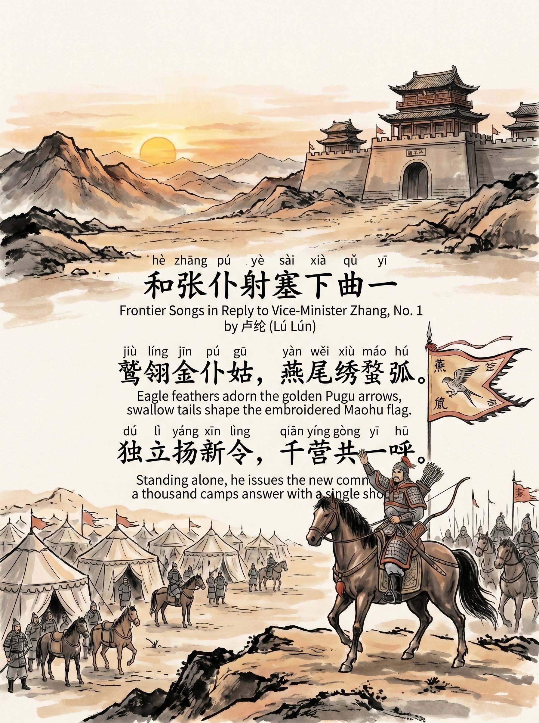 hè zhāng pú yè sài xià qǔ yī 和张仆射塞下曲 一 Frontier Songs in Reply to Vice-Minister Zhang, No. 1
