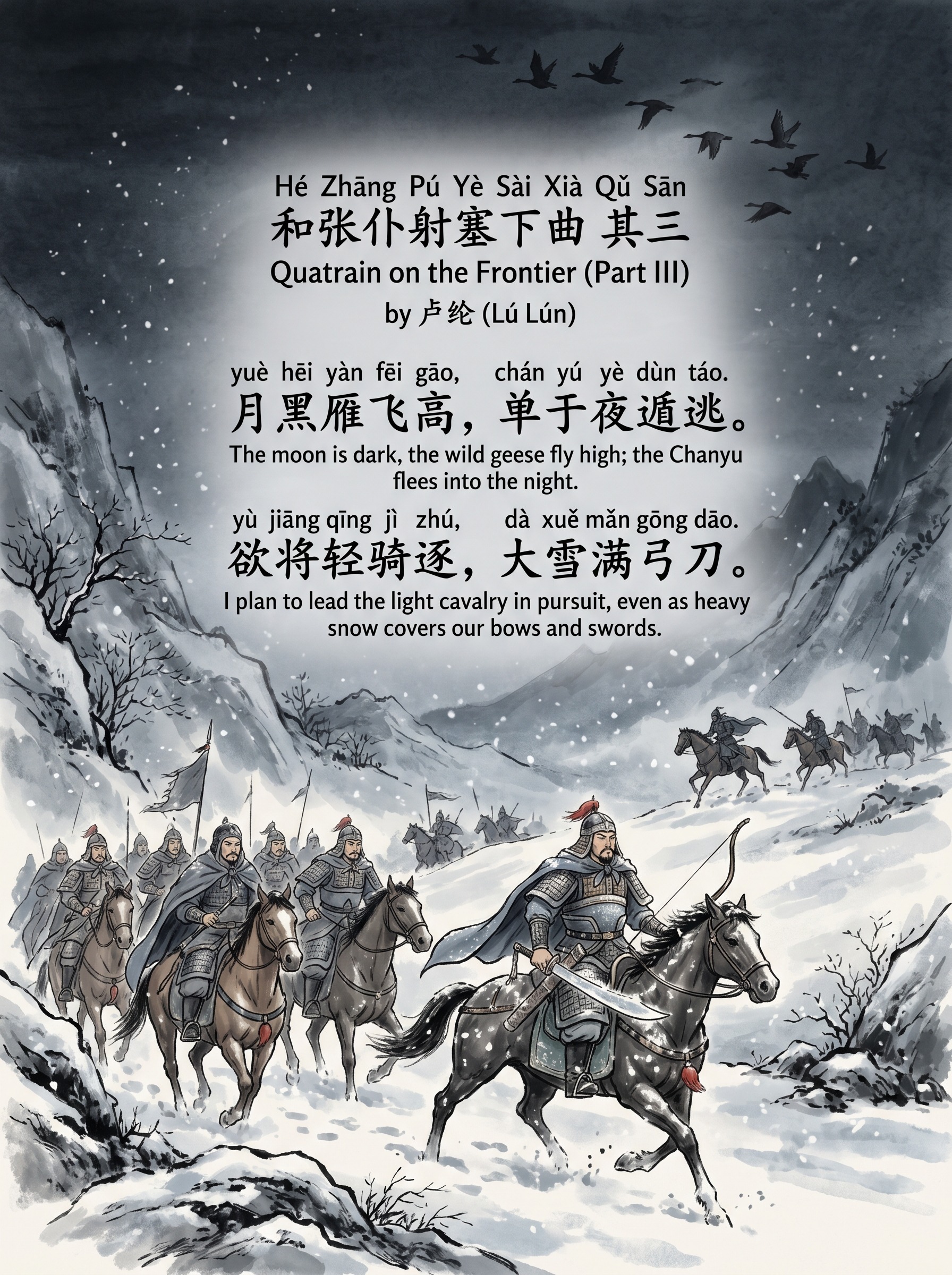 Hé Zhāng Pú Yè Sài Xià Qǔ Sān和张仆射塞下曲 其三 Quatrain on the Frontier (Part III)